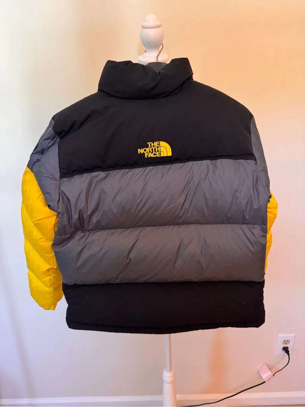 2020 The North Face Steep Tech Down Jacket Grey X TNF Black X Yellow M - Picture 5 of 11